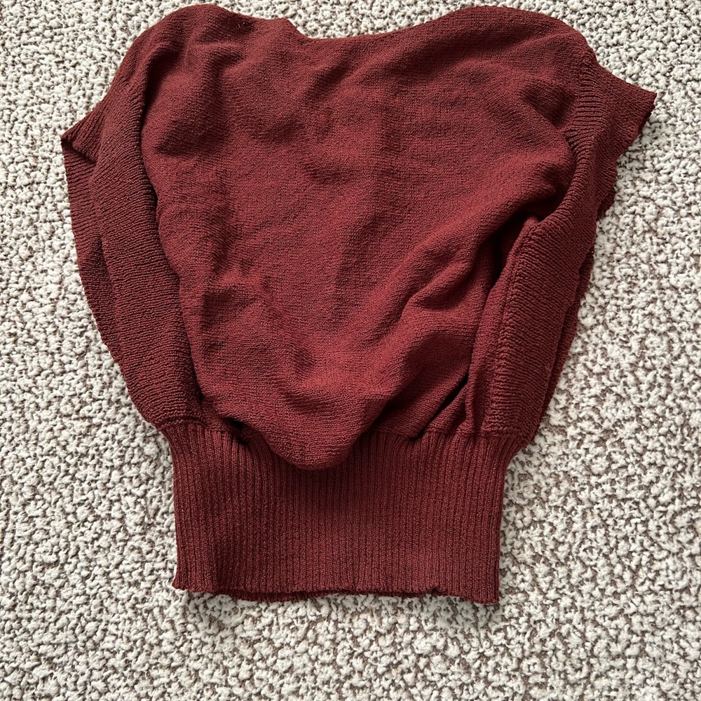 BKE Off-the-Shoulder Sweater in Rust Red